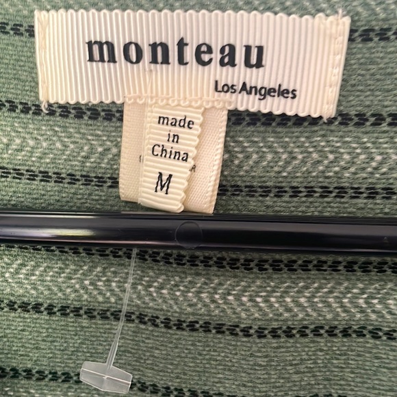 Monteau olive striped summer dress. - Picture 2 of 3